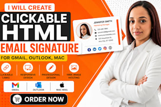 design responsive company HTML email signature with logo for outlook and gmail