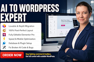 convert lovable ai, replit, or wix website to wordpress elementor