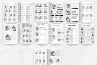 design premium lookbook, sell sheet, line sheet, price sheet, product catalog