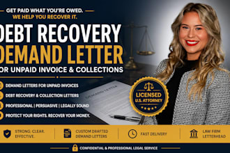 draft a debt recovery demand letter for unpaid invoice and collection