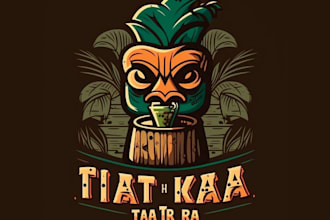 draw tiki ber vintage logo design with 1 day delivery