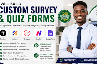 build custom survey, quizz form on typeform jotform outgrow heyflow google forms