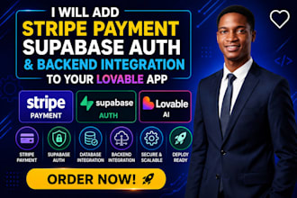 add stripe payment supabase auth and backend integration to your lovable app