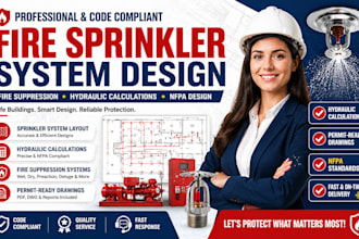 design fire suppression and sprinkler system with hydraulic calculations