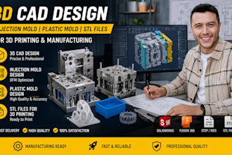 do 3d cad design injection mold plastic mold and stl files for 3d printing