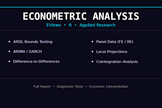 do econometric analysis using eviews or r, ardl, panel data, time series