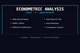 do econometric analysis using eviews or r, ardl, panel data, time series