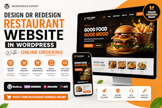 design or redesign restaurant website in wordpress with online ordering