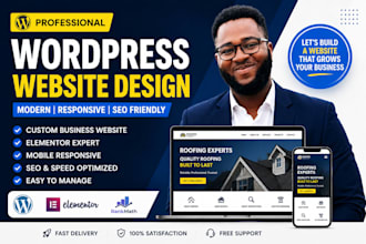 design roofing company wordpress website with elementor, SEO and lead generation