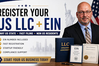 register US llc in any state,  do ein number for non US residents service