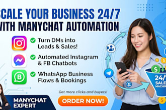 setup instagram, facebook and whatsapp chatbot automation using manychat