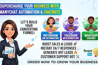 setup instagram, facebook and whatsapp chatbot automation using manychat