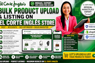 do bulk product upload and listing on el corte ingles store