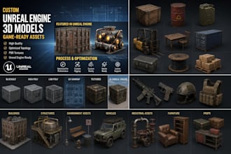 create custom unreal engine 3d models and game ready assets