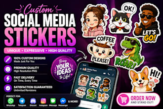 design professional custom stickers for whatsapp and discord