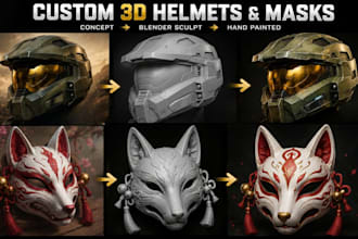 sculpt custom 3d mask print and paint 3d cosplay mask 3d helmet model printing