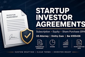 prepare startup equity subscription contracts and stock agreements