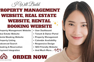 build property management website, real estate website, rental booking website