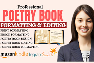 format edit,  and  design  your poetry book  for  amazon KDP print and ebook