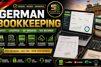 handle german bookkeeping, vat invoices, datev, lexoffice and tax records