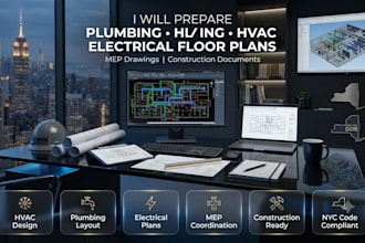 prepare plumbing havc electrical floor plan mep drawings new york dob approval