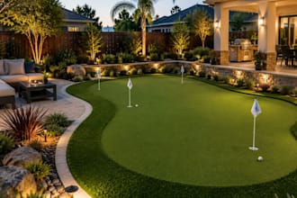 2d and 3d golf putting green design, mini golf course, golf simulator room