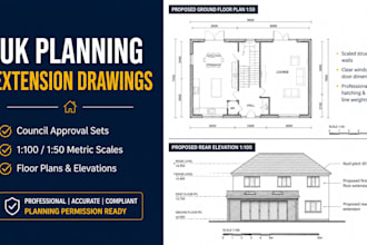 draw UK planning permission drawings and extension floor plans