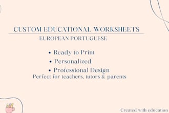 create custom educational worksheets in european portuguese