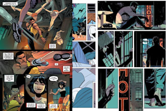 draw professional comic book illustration, comic page, graphic novel art