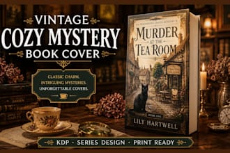 design a vintage cozy mystery book cover for amazon KDP