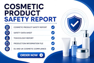create cosmetic product report,safety data sheet documentation ingredient review