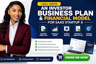 write an investor business plan and model for financial saas startup