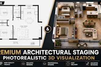 do premium architectural staging virtual staging photorealistic 3d visualization