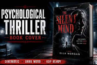 design a cinematic psychological thriller book cover for KDP
