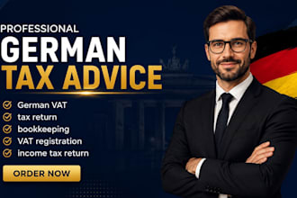 provide german tax advice on vat registration, income tax return and bookkeeping