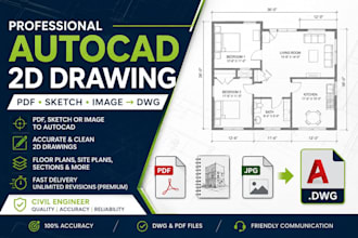 draw or edit autocad 2d floor plans and technical drawings