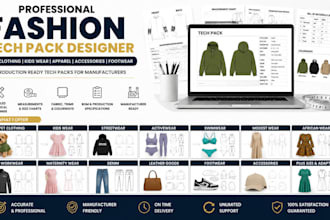 make a pet clothing kids wear tech pack ready for manufacturers and bom