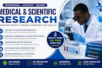 provide medical laboratory research ,report writing and data analysis
