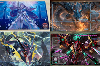 create custom tcg playmat, anime art, pokemon, mtg deskmat, yugioh, boardgame