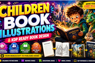 create childrens picture book illustrations and KDP ready book design