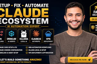 setup fix claude code claude ai claude cowork openclaw n8n ollama automation