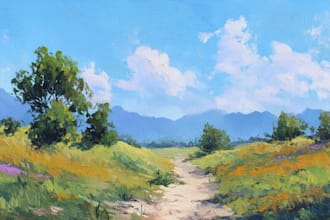 paint realistic landscape in oil painting style