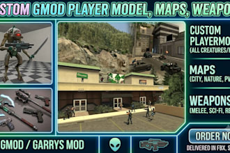 create custom gmod player model, maps, weapons for garrys mod