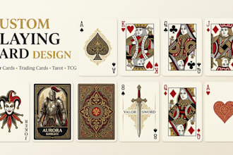 design custom card game, trading card, tcg and playing cards