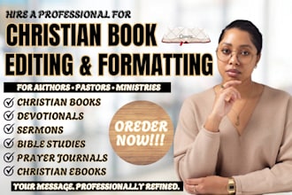edit christian book, proofread devotional, prayer journal, sermon, bible studies
