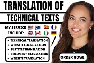 provide technical translation, website localization and subtitle translation