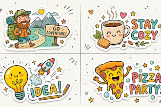 design fun doodle illustration arts for icons and stickers