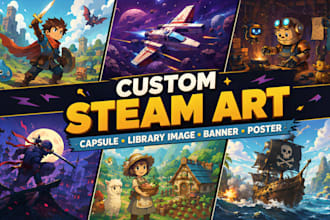 design beta steam capsule design, steam capsule cover art design, poster, banner