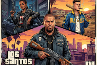 make professional gta style vector cartoon portraits