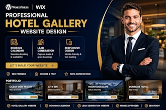 wix or wordpress hotel gallery website,booking calendar,lead generation website
